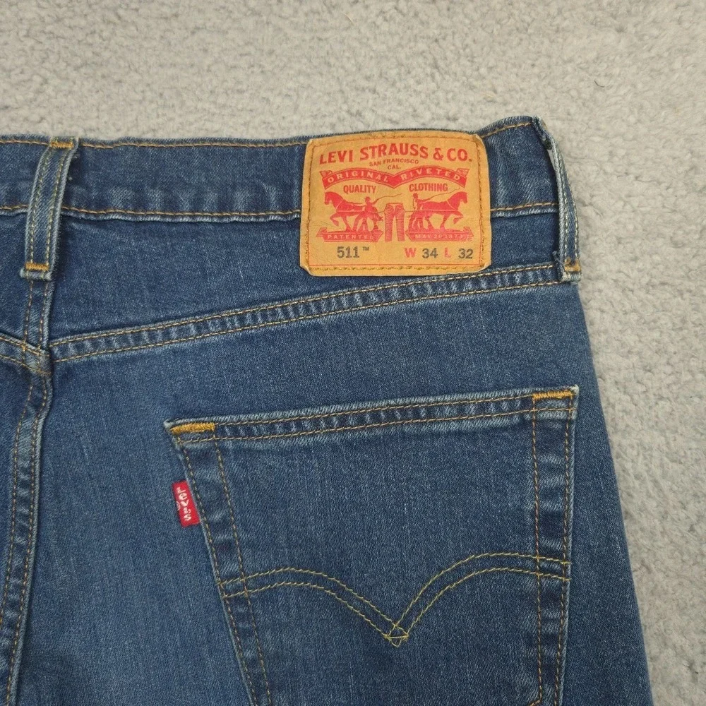 Levi's 511 Jeans Mens 34x32 Slim Fit Stretch Denim Medium Wash Blue Pants